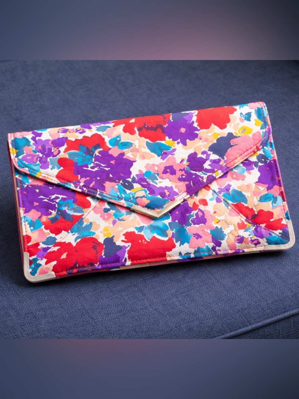 Forever 21 Floral Oversized Envelope Clutch Wallet 12x7.5 NWT Pink Multi